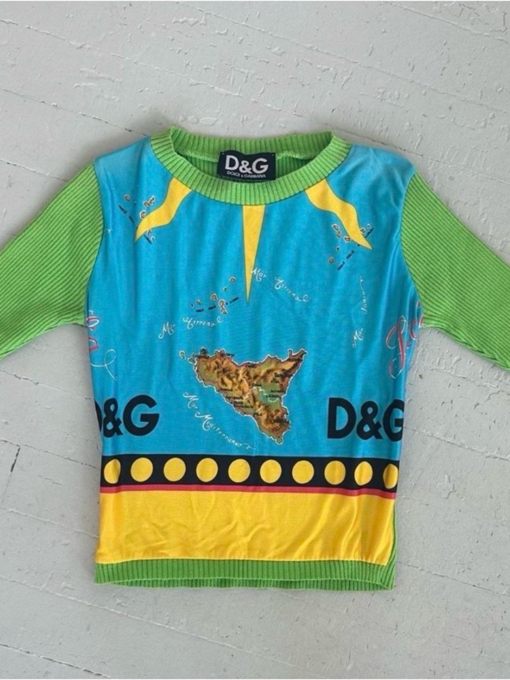 D&G Turquoise, Lime & Yellow Short Sleeve Graphic Tee
